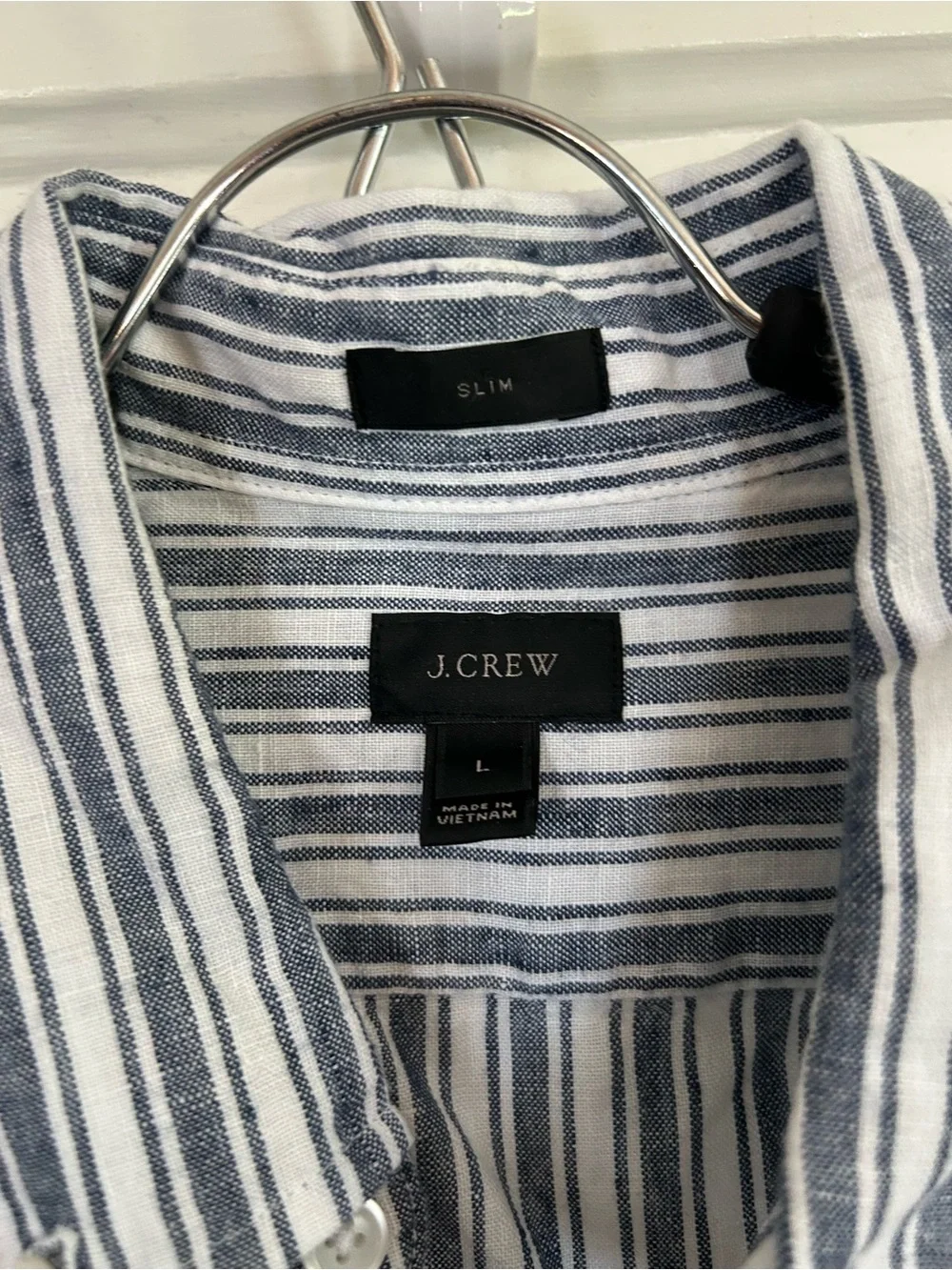 J. Crew Men's Vertical Stripe Button-Down Shirt - Blue & White